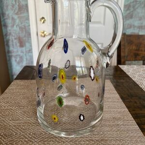 Murano Italy Leonardo
Millefiori Art Glass Pitcher ~
Vintage Italian-Gorgeous-Lg
